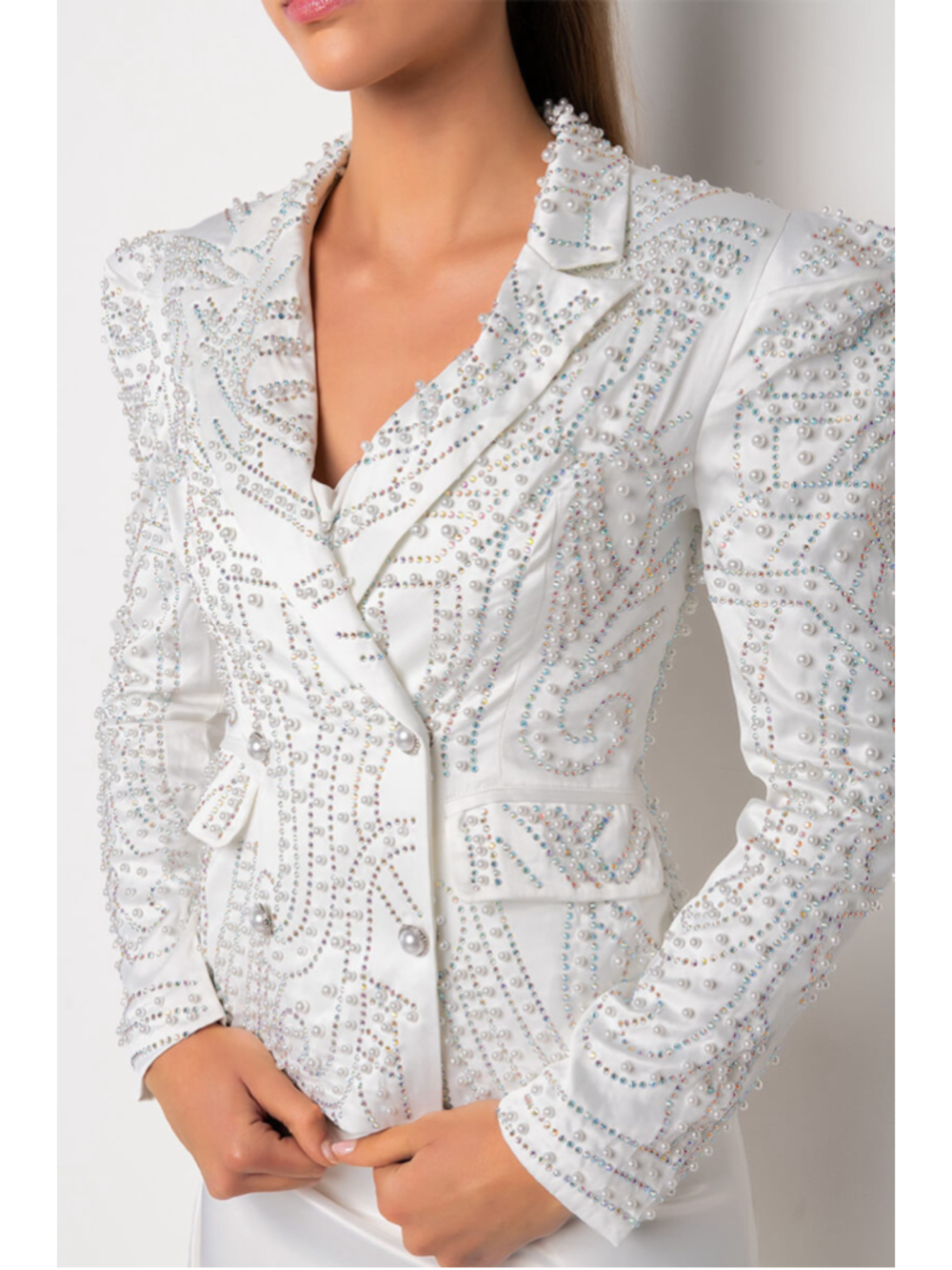 ALL THAT GLITTERS PEARL EMBELLISHED BLAZER SIZE M - Picture 1 of 17